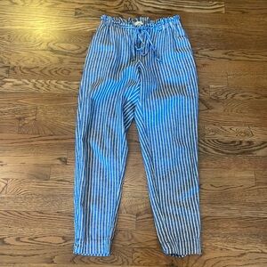 beachlunchlounge Giavanna Striped Linen & Cotton Pant, cerulean blue, size small